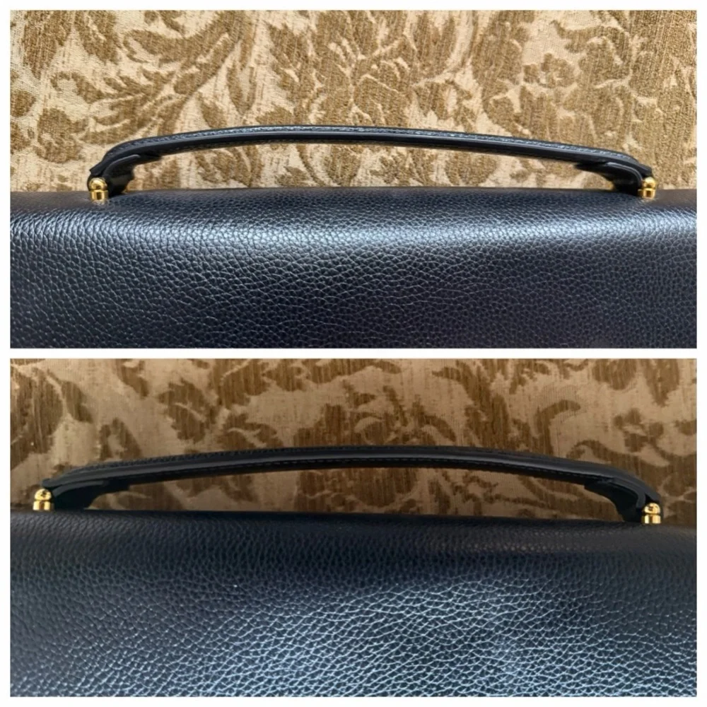 Gucci Zumi Briefcase Black Grain Leather w/ Gold & Silver Hardware Authentic